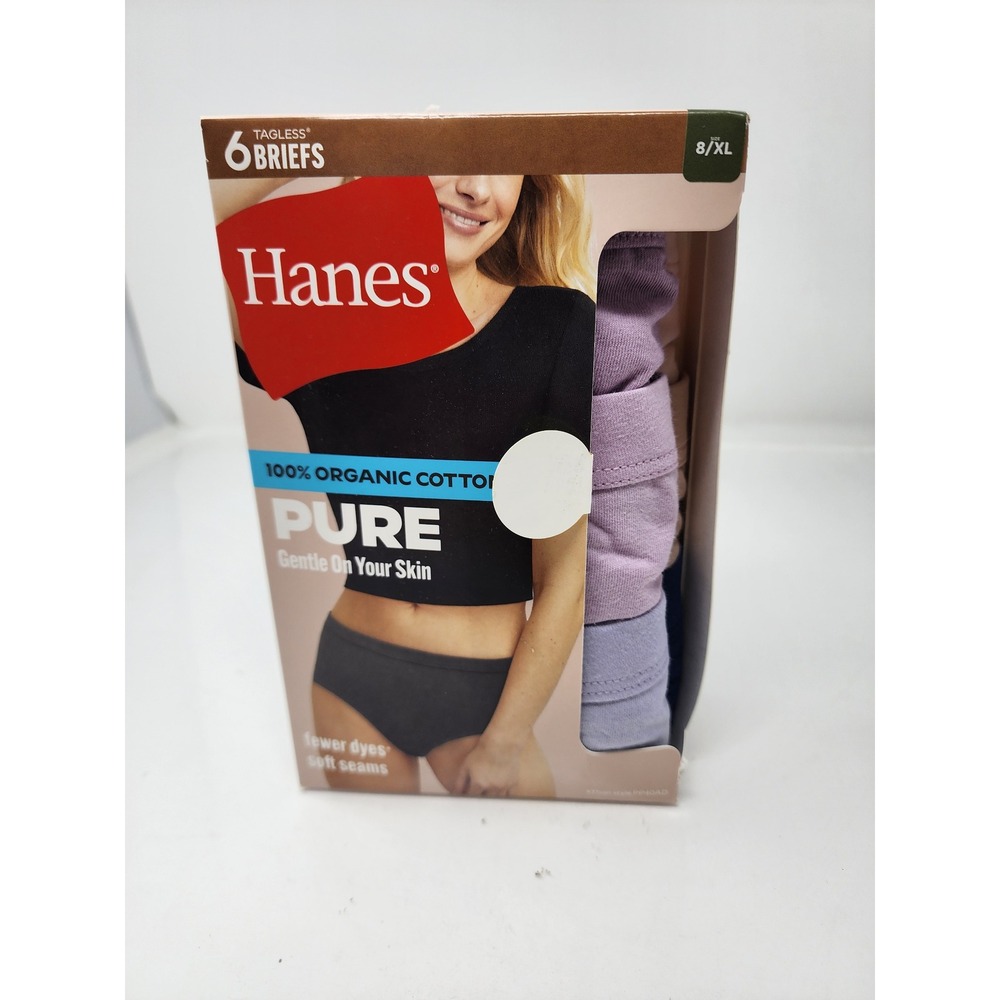 Hanes Womens Pure Briefs Multicolor Cotton Casual 6-Pack Size XL